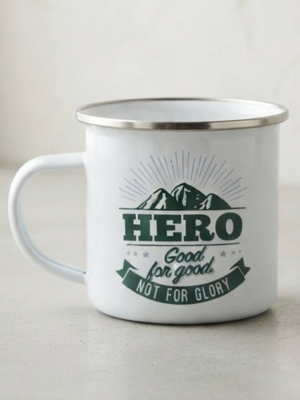 Top Guy Hero Good for Good Not for Glory Enamel Coffee Mug 14 oz